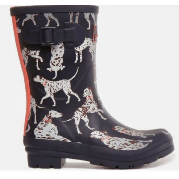 Joules Navy Dalmatian Molly Wellingtons Boots - Picture 5 of 16